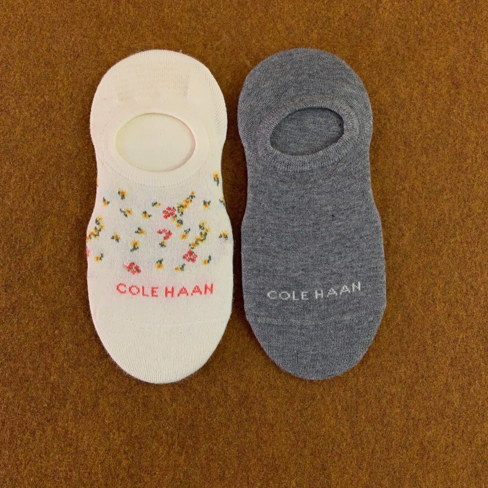 Cole Haan Womens OS Multi Color Floral Print Liner No Show Socks 2 pairs New